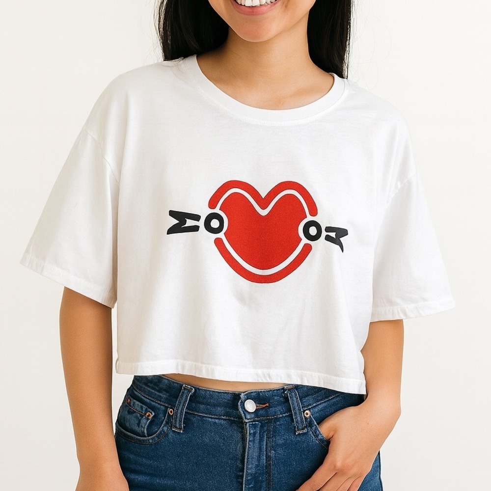 MOMOLAND White Crop T-Shirt‎ XXL 100% Cotton K-Pop MMLD